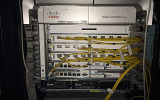 Service provider aggregation router installed in a rack